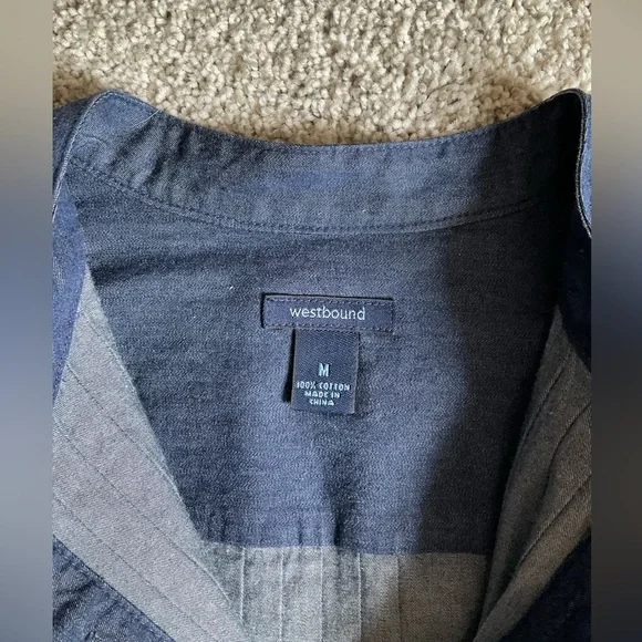 Westbound Denim Tuxedo Nehru Collar Shirt - Picture 7 of 11